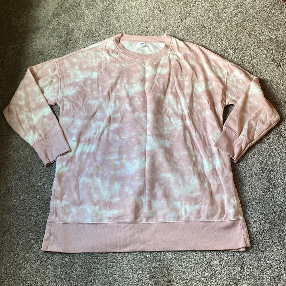 Old Navy Pink Tie Dye Sweatshirt SIZE L Crew Neck Casual Lounge
